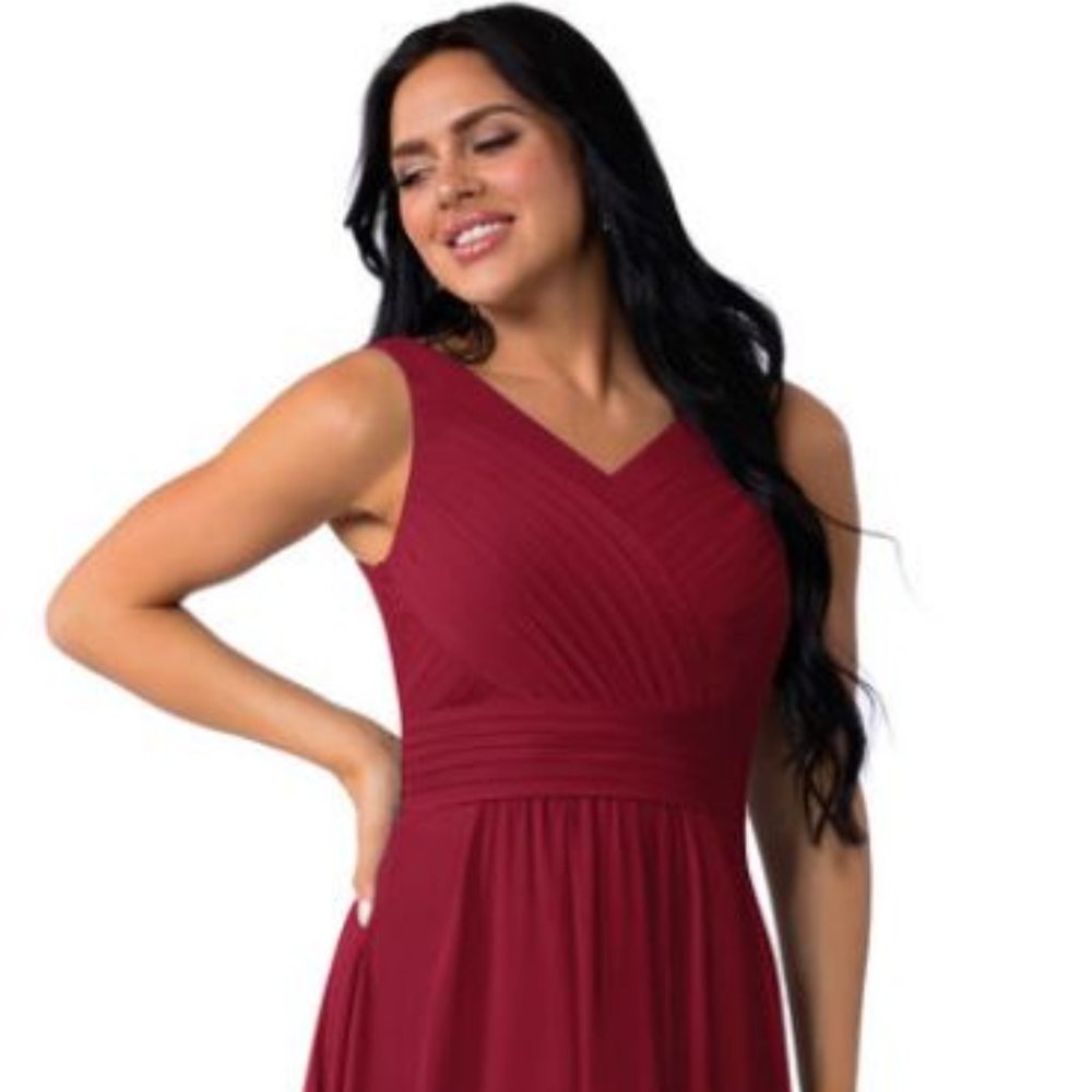 Azazie Pierrette Dress Burgundy Color Size US 12 AZ1302771